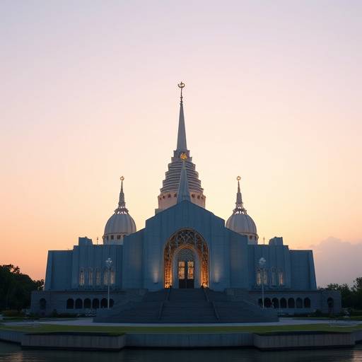 Fotografia da Catedral de Brasília ao amanhecer, capturando a arquitetura icônica e a luz suave do sol nascendo.